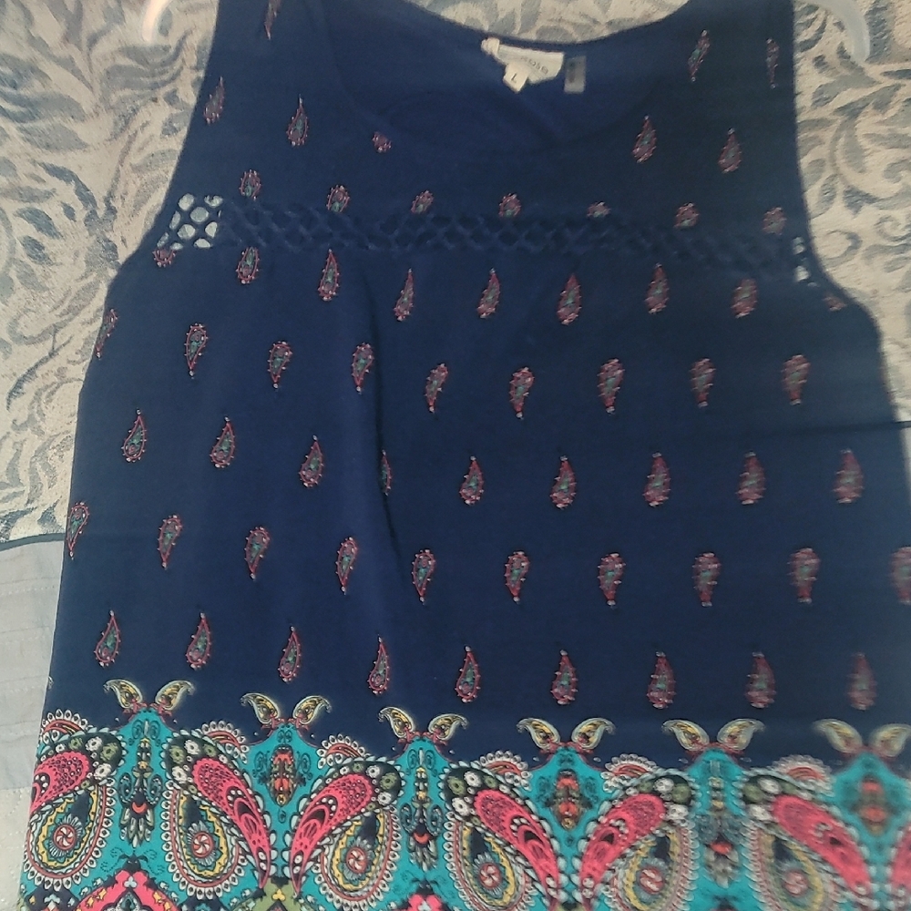 Navy Paisley Sleeveless Top